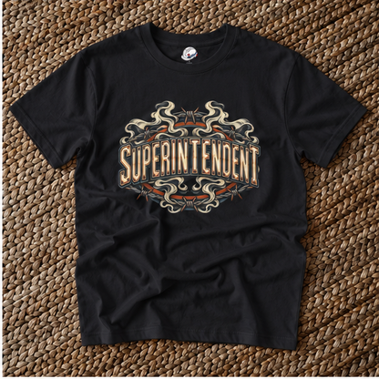 Superintendent Smoke and Barbed Wire Vintage Badge Men’s T-Shirt