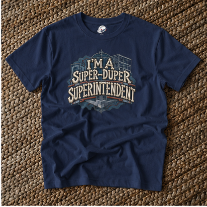 I’m a Super-Duper Superintendent Bone Lettering Blueprint Men’s T-Shirt
