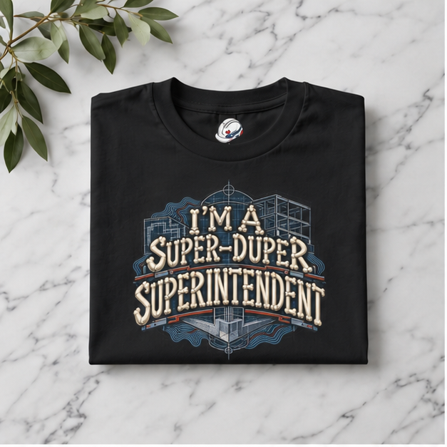 I’m a Super-Duper Superintendent Bone Lettering Blueprint Men’s T-Shirt