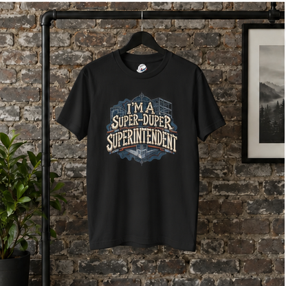 I’m a Super-Duper Superintendent Bone Lettering Blueprint Men’s T-Shirt