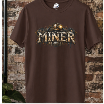 Miner Mechanical Bone Lettering & Headlamp Men's T-Shirt