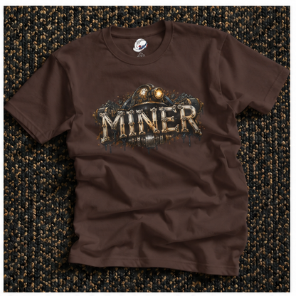 Miner Mechanical Bone Lettering & Headlamp Men's T-Shirt