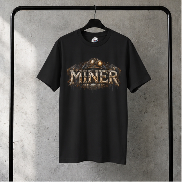 Miner Mechanical Bone Lettering & Headlamp Men's T-Shirt