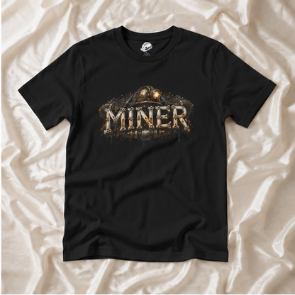 Miner Mechanical Bone Lettering & Headlamp Men's T-Shirt