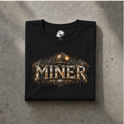 Miner Mechanical Bone Lettering & Headlamp Men's T-Shirt