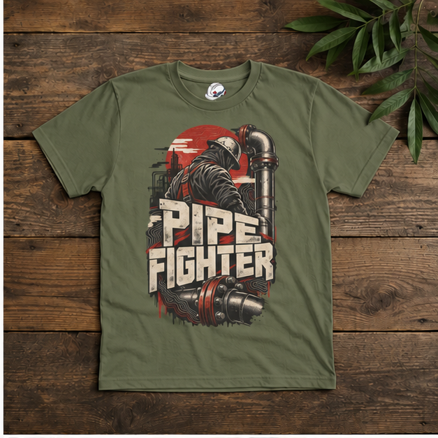 Pipe Fighter Hardhat Worker & Flanged Pipe Men's T-Shirt