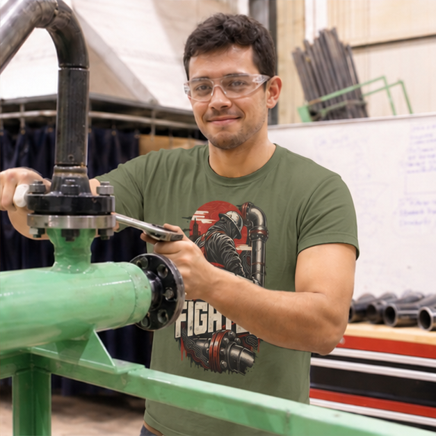 Pipe Fighter Hardhat Worker & Flanged Pipe Men's T-Shirt