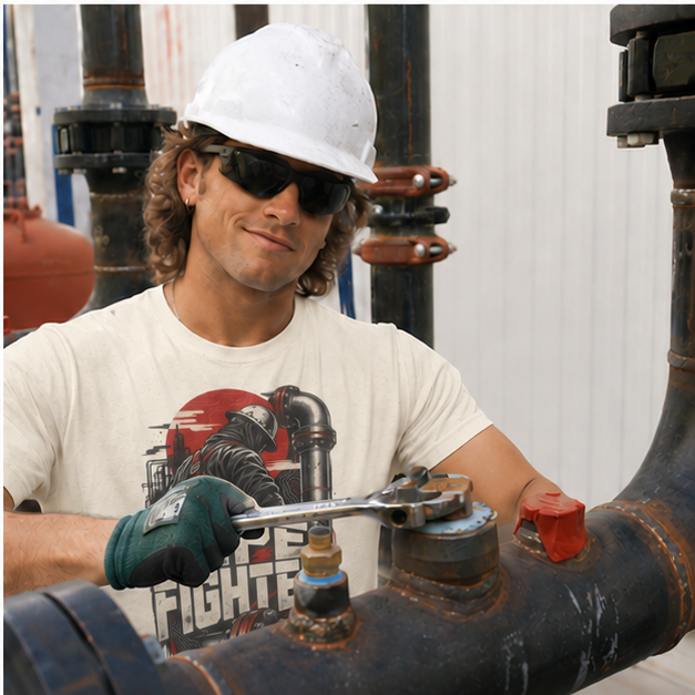 Pipe Fighter Hardhat Worker & Flanged Pipe Men's T-Shirt