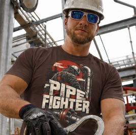Pipe Fighter Hardhat Worker & Flanged Pipe Men's T-Shirt