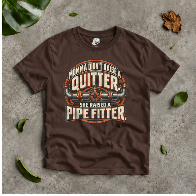 Momma Didn't Raise A Quitter. She Raised A Pipe Fitter. Vintage Flanged Pipe Men's T-Shirt