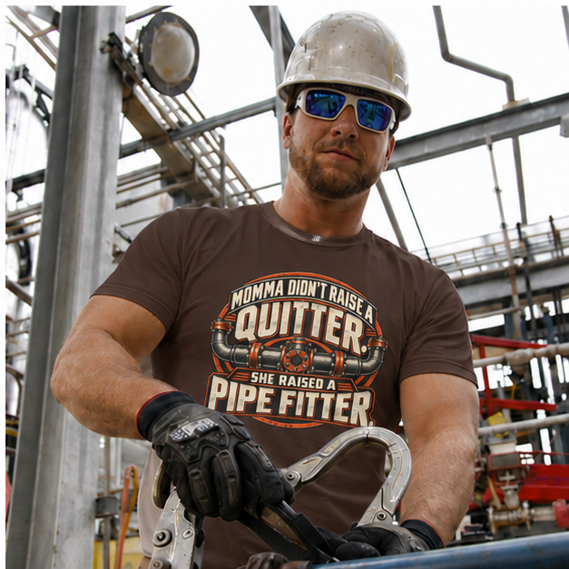 Momma Didn't Raise A Quitter. She Raised A Pipe Fitter. Vintage Flanged Pipe Men's T-Shirt