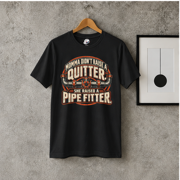 Momma Didn't Raise A Quitter. She Raised A Pipe Fitter. Vintage Flanged Pipe Men's T-Shirt