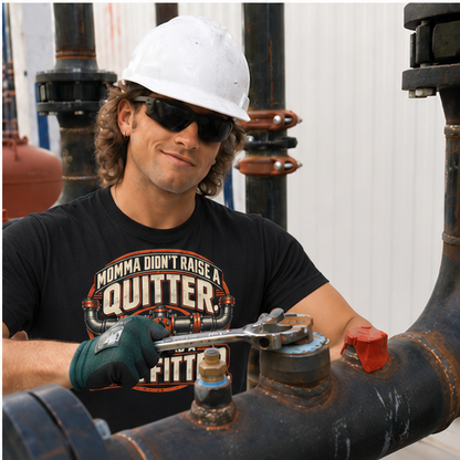 Momma Didn't Raise A Quitter. She Raised A Pipe Fitter. Vintage Flanged Pipe Men's T-Shirt