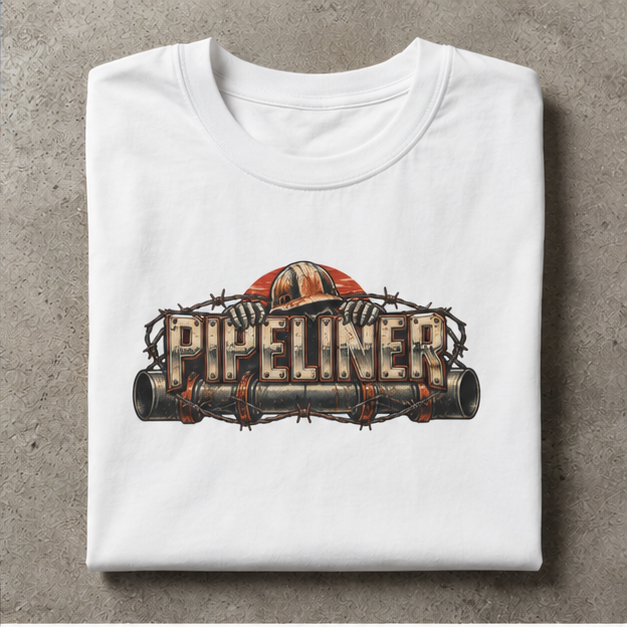 Pipeliner Hardhat Skeleton Hands & Barbed Wire Men's T-Shirt