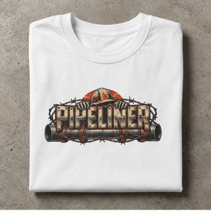 Pipeliner Hardhat Skeleton Hands & Barbed Wire Men's T-Shirt
