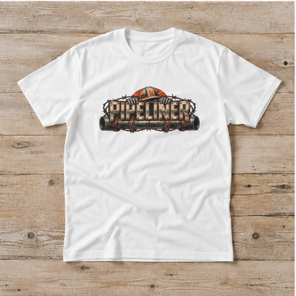 Pipeliner Hardhat Skeleton Hands & Barbed Wire Men's T-Shirt