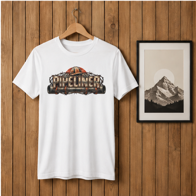Pipeliner Hardhat Skeleton Hands & Barbed Wire Men's T-Shirt