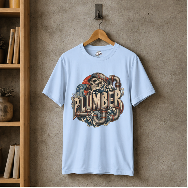 Plumber Skull And Wave Pipework Men's T-Shirt