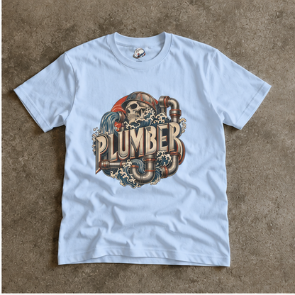 Plumber Skull And Wave Pipework Men's T-Shirt