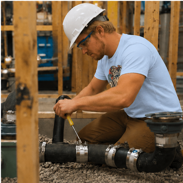 Plumber Skull And Wave Pipework Men's T-Shirt