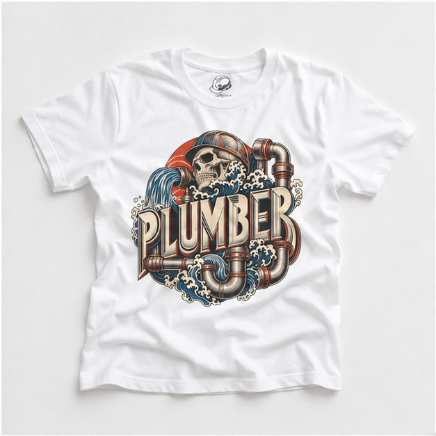 Plumber Skull And Wave Pipework Men's T-Shirt