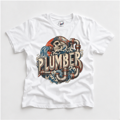 Plumber Skull And Wave Pipework Men's T-Shirt