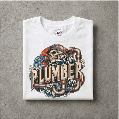 Plumber Skull And Wave Pipework Men's T-Shirt