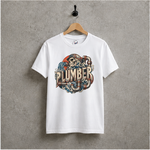 Plumber Skull And Wave Pipework Men's T-Shirt