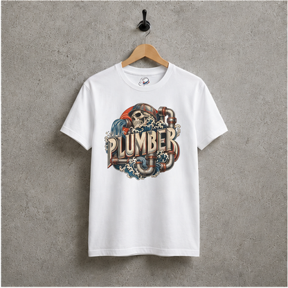 Plumber Skull And Wave Pipework Men's T-Shirt