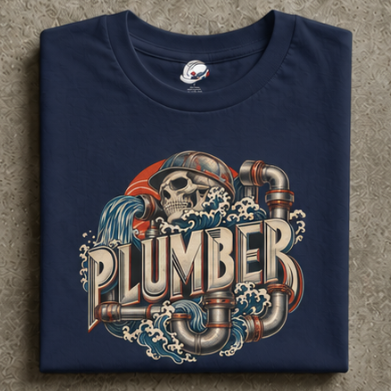 Plumber Skull And Wave Pipework Men's T-Shirt