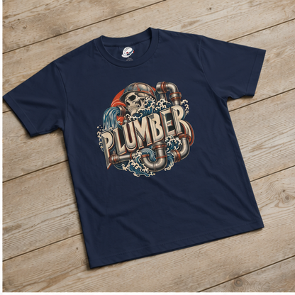 Plumber Skull And Wave Pipework Men's T-Shirt