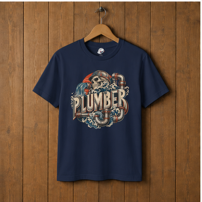 Plumber Skull And Wave Pipework Men's T-Shirt
