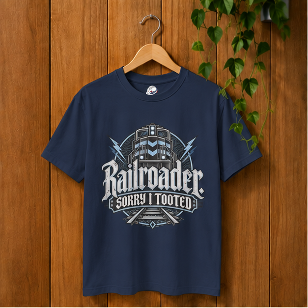 Railroader. Sorry I Tooted Locomotive Gothic Men's T-Shirt