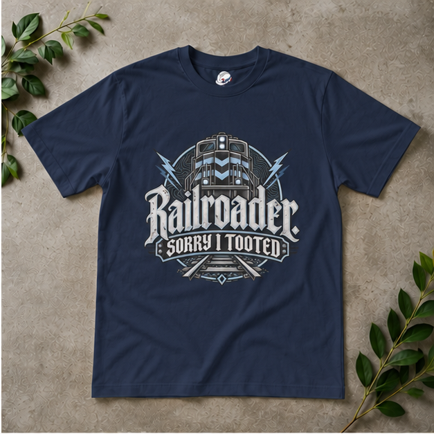 Railroader. Sorry I Tooted Locomotive Gothic Men's T-Shirt
