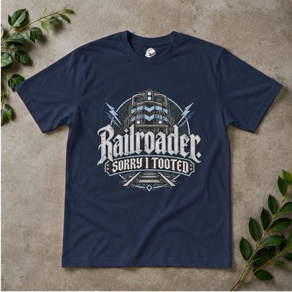 Railroader. Sorry I Tooted Locomotive Gothic Men's T-Shirt