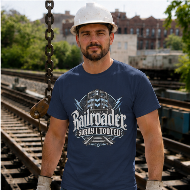 Railroader. Sorry I Tooted Locomotive Gothic Men's T-Shirt