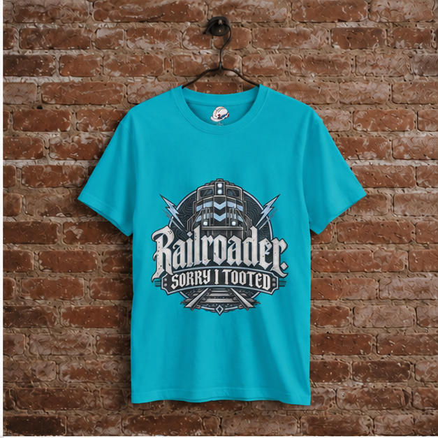 Railroader. Sorry I Tooted Locomotive Gothic Men's T-Shirt