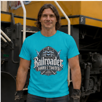 Railroader. Sorry I Tooted Locomotive Gothic Men's T-Shirt