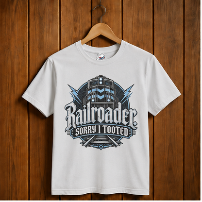 Railroader. Sorry I Tooted Locomotive Gothic Men's T-Shirt