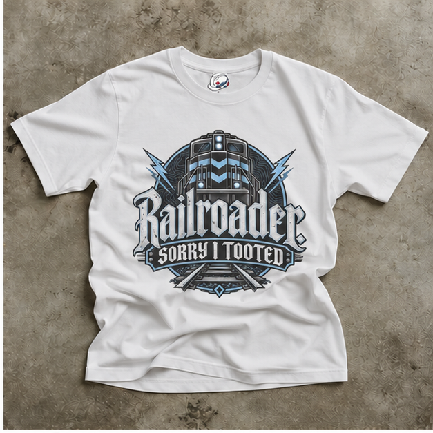Railroader. Sorry I Tooted Locomotive Gothic Men's T-Shirt