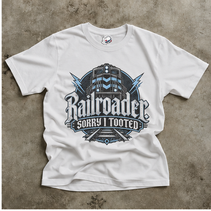 Railroader. Sorry I Tooted Locomotive Gothic Men's T-Shirt
