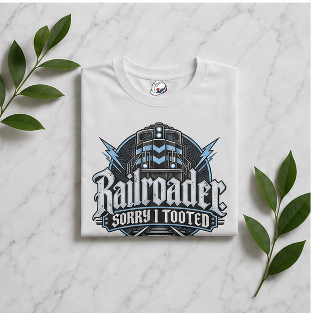 Railroader. Sorry I Tooted Locomotive Gothic Men's T-Shirt