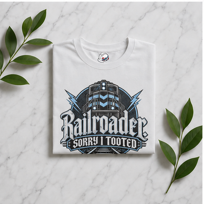 Railroader. Sorry I Tooted Locomotive Gothic Men's T-Shirt