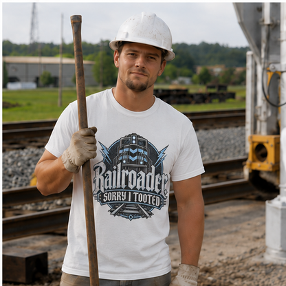 Railroader. Sorry I Tooted Locomotive Gothic Men's T-Shirt