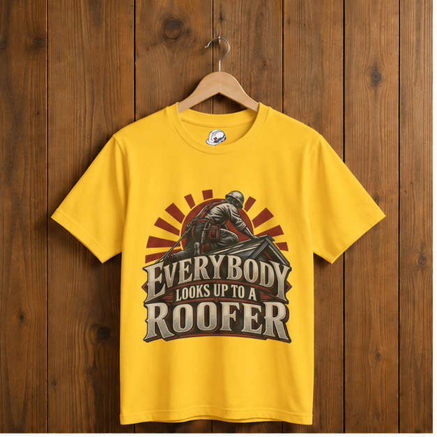 Everybody Looks Up To A Roofer Vintage Rooftop Worker Men's T-Shirt