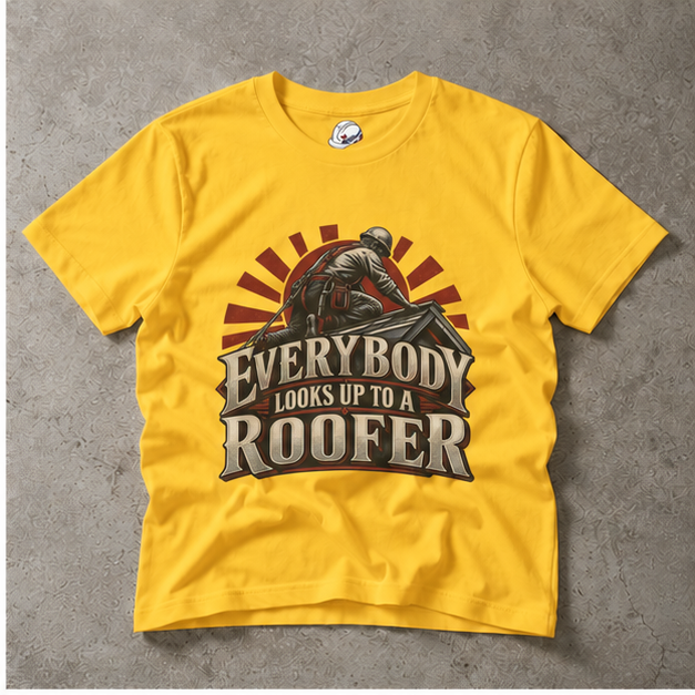 Everybody Looks Up To A Roofer Vintage Rooftop Worker Men's T-Shirt