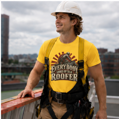 Everybody Looks Up To A Roofer Vintage Rooftop Worker Men's T-Shirt