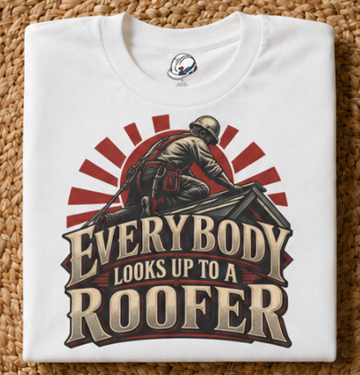 Everybody Looks Up To A Roofer Vintage Rooftop Worker Men's T-Shirt