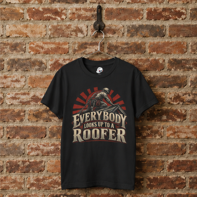 Everybody Looks Up To A Roofer Vintage Rooftop Worker Men's T-Shirt