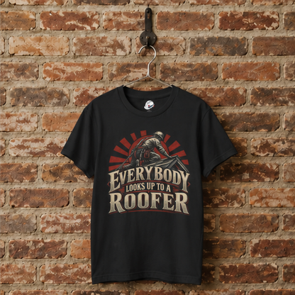 Everybody Looks Up To A Roofer Vintage Rooftop Worker Men's T-Shirt